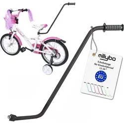 millybo Kinderrad Schiebehilfe – Schubstange & Schiebestange Lernhilfe Schwarz - Schwarz