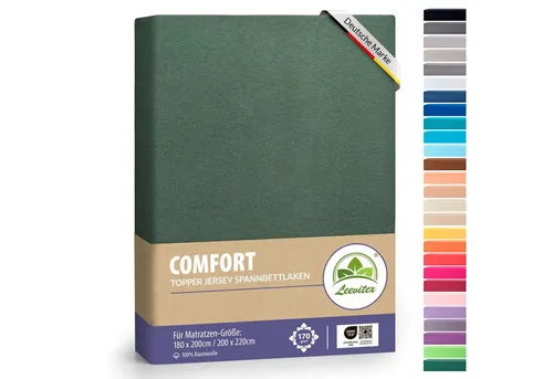 leevitex® Spannbettlaken für Topper 180x200–200x220 cm – schwerer Jersey, weich & pflegeleicht, Gummizug: rundum, extra schwere Ausführung, 180x200 - 200x220 cm, 100% Mako-Baumwolle