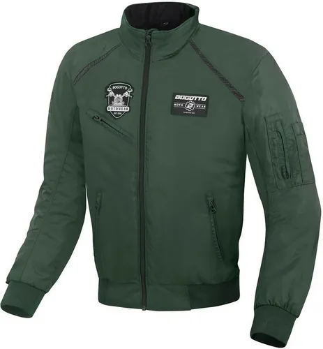Bogotto Boston Motorrad Textiljacke, grün, Größe M - Motorradjacke im Flight Jacket Design aus robustem Polyamid, mit herausnehmbarem Innenfutter und SAS-TEC Schulterprotektoren für optimalen Schutz.