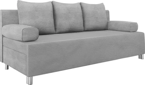 MIRJAN24 Schlafsofa Dover Cord mit Schlaffunktion - Sofa mit integriertem Bettkasten und optionalem Polsterhocker, ideal für kleine Räume und Gästeübernachtungen. Hochwertiger Cordbezug in Poso 110.