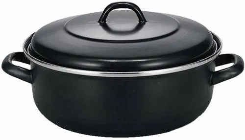 Krüger Haushaltswaren KB24 Bräter 24cm - Pfannen - KRÜGER Kölner Bräter, 24cm, schwarz matt emailliert, geeignet für alle Herdarten inkl. Induktion, mit rostfreiem Rand und stabilen Hohlseitengriffen.