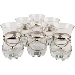 Marrakesch Orient & Mediterran Interior Teeglas 6x Türkisches Teeglas Samsun - 6er SET - Teegläser Set aus Glas und Metall, ideal für stilvolle Teestunden. Perfekt für den Indoor-Einsatz, nicht spülmaschinengeeignet.