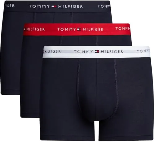 Tommy Hilfiger Underwear Boxer TRUNK 3 PACK - Herrenunterhosen im 3er Pack, aus elastischem Baumwoll-Jersey für perfekten Sitz und Komfort, mit kontrastfarbenem Logobund in stylischem Schwarz.