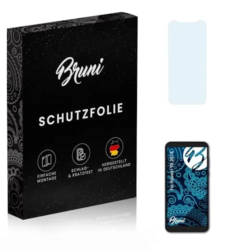 Bruni Schutzfolie kompatibel mit Huawei Y6 2018 Folie, glasklare Displayschutzfolie (2X)