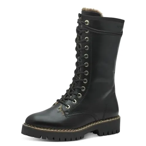 s.Oliver Damen Stiefel Schnürboot Warmfutter 5-26221-41 Schwarz - Wanderschuhe mit warmem Textilfutter und weicher Soft Foam-Innensohle, ideal für kalte Tage und kombiniert sich perfekt mit Herbstoutfits.