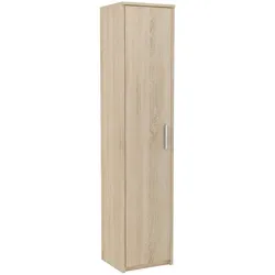 Matkam Möbel Hochregal Sonoma Eiche - Hochregal für Wohnzimmer, ideal für Büroordner mit 5 geräumigen Fächern und kratzfester Oberfläche, einfach zu montieren und flexibel in der Türmontage.