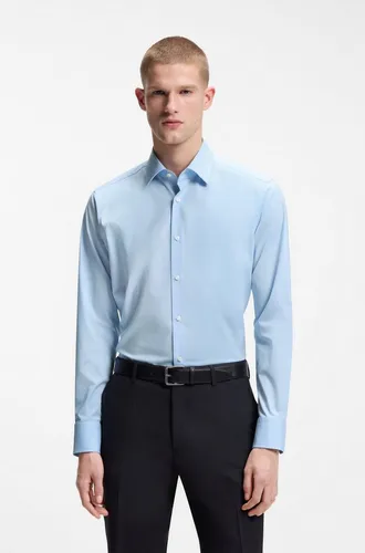 BOSS Herren H-JOE-C1-214 Regular-Fit Hemd - Elegantes Regular Fit Hemd aus elastischer Baumwoll-Popeline mit bügelleichtem Finish in Hellblau. Ideal für den Alltag und stilvolle Anlässe.