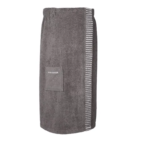 Schiesser Frottier Saunakilt Rom für Damen | 100% Baumwolle, verstellbar - Saunatuch für Damen in Dunkelgrau, aus 100% nachhaltiger Baumwolle. Weich, saugstark und individuell anpassbar durch 3-fach verstellbaren Verschluss. Ideal für entspannte Saunabesuche.