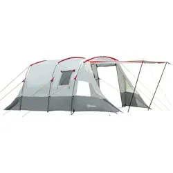 Outsunny Campingzelt für 6-8 Personen - Familienzelt mit zwei separaten Innenräumen, ideal für Camping-Abenteuer. Robuste Fiberglasstangen sorgen für Stabilität und Komfort.