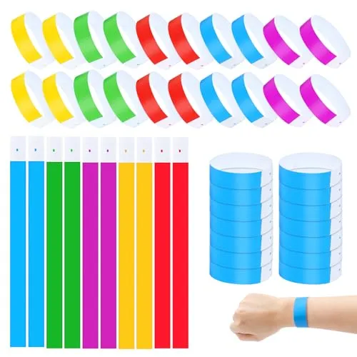 Stück Partybänder, Festival Armbänder, Papierarmbänder, Event Handgelenkband, Handgelenk Party Bänder, 19 x 25mm, für Veranstaltungen/Festival/Konzerte und Papierarmband (5 Farben) (5 Farben) 500