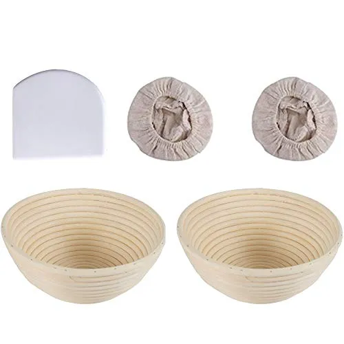 Stück runder Brotgärkörbchen | natürlicher Rattan-Sauerteig-Gärkörbchen | Professionelle Brotschale | Backschüssel Teig Geschenk – 2, 22 x 8 cm 2