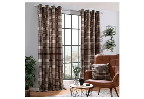 heimtexland Vorhang Dekoschal Wolle Tartan Karo Ösenschal von Heimtexland