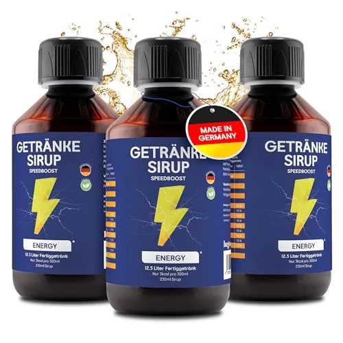 hCGC Immunsystem Sirup - SpeedBoost 3x250ml, Vegan - Zuckerfreies Getränkekonzentrat für 12,5L Fertiggetränk - Fruchtsirup Immunsystem Booster mit Vitaminen & L-Carnitin | Energy Geschmack