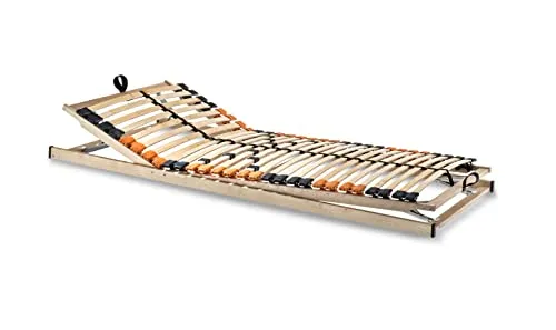 VAJA Set Seniorenbett Eiche Dekor & verstellbarem Lattenrost 100x200