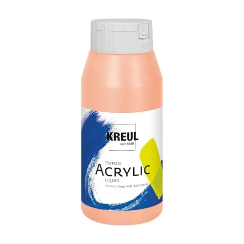 KREUL 17032 - Triton Acrylic Liquid Pfirsichrosa 750 ml, Hochwertige Künstler-Acrylfarbe in Studienqualität mit leicht fließendem Charakter, tiefmatt auftrocknend
