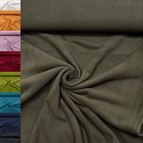 MAGAM-Stoffe Lisa Micro-Fleece Stoff uni Antipilling Meterware 50cm (10. Olivgrün)