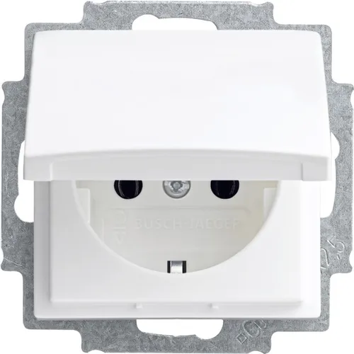 Busch-Jaeger Steckdose mit Deckel Busch-balance SI, alpinweiß, 20 EUK-914