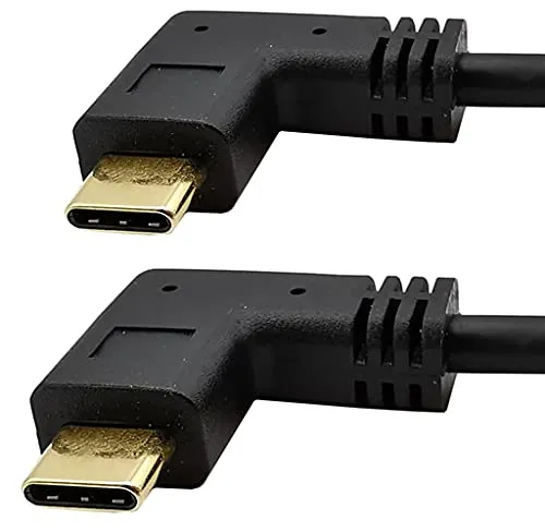 Kurzes USB C Stecker auf Stecker, 30 cm, rechts und links abgewinkelt, 90 Grad, USB 3.1 Typ C Stecker auf Stecker, Schnellladekabel für Laptop & Tablet & Handy (rechts & links abgewinkelt, M zu M)