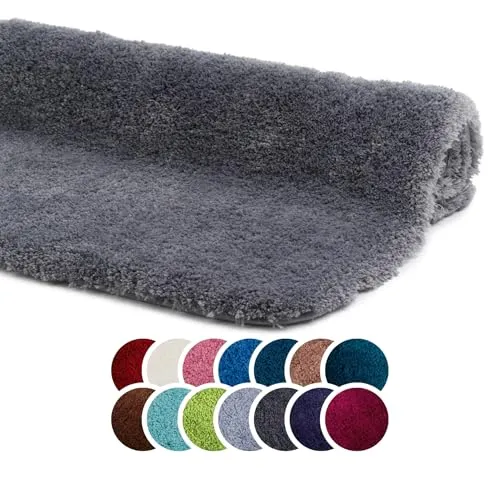 liebling Superior Badteppich mit Anti-Rutsch-Beschichtung, 100% Polyester (Mikrofaser), 70 x 120 cm, 30 Grad waschbar, Fußbodenheizung geeignet, Farbe: anthrazit