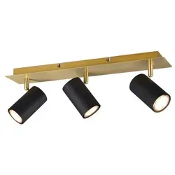 Trio Leuchten Strahler Marley 802400380 - 3-flammiger Spotbalken - Lampen: Schwenkbarer Spotbalken in elegantem Schwarz matt und Messing, ideal für individuelle Beleuchtung. Exklusive Leuchtmittel, empfohlen 3x GU10.