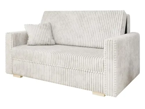 Mirjan24 Sofa Viva Piano III mit Schlaffunktion, Bettsofa, 3 Sitzer Polstersofa mit Bettkasten inkl. Kissen, L:153 x B:98 x H:85 cm, Sofagarnitur, Schlafsofa Wohnlandschaft (Tilia 01)