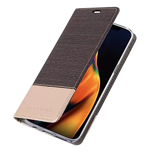 Cadorabo Hülle kompatibel mit Apple iPhone 13 aus Premium Jeans und Kunst Leder Flip Klappbare Stoßfeste Magnetische [Standfunktion] [Kartenfächern] Cover Hülle für iPhone 13 Tasche in Grau