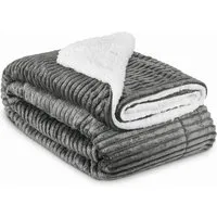 Beautissu Sherpa Decke Elisa 150x200 cm XL Anthrazit - Bettdecken – Flauschige Kuscheldecke in Lammfell-Optik mit Glitzereffekt, ideal für kalte Tage und hautfreundlich, waschbar bei 30°C.