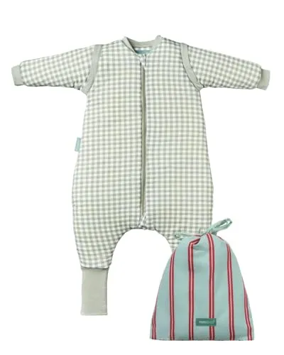 molis&co. Baby-Schlafsack mit Füßen, 2.5 TOG, abnehmbare Ärmel & Socken (Mint Tea, 80 cm)