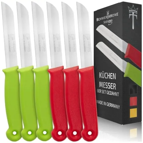 Schwertkrone Küchenmesser schälmesser Gemüsemesser Set gezahnt 8,5 cm Klinge