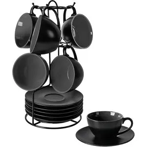 MiaMio Cappuccinotasse Set 6 x 175ml - Elegantes Cappuccinotassen Set in Schwarz, ideal für stilvolle Kaffeepausen und besondere Anlässe.