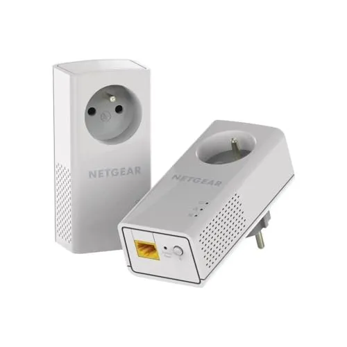 Netgear PLP1000 PowerLINE Adapter Set 1000 MBit/s - Powerline Adapter für schnelles kabelgebundenes Netzwerk bis 1000 MBit/s, inklusive integrierter Steckdose für zusätzliche Geräte. Ideal für Gaming und Streaming in Frankreich.
