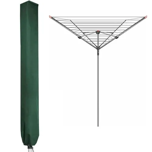 PATIO PLUS Schutzhülle für Wäschespinne, Wasserdicht Schutzhülle für Ampelschirme mit hochdichter Oxford PVC-Beschichtung mit Reißverschluss 600D, Grün 16x16x165cm