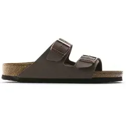 Birkenstock Arizona Pantoletten für Damen und Herren - Mocca, Größe 44, Normale Weite - Pantoletten aus strapazierfähigem Birko-Flor® mit anatomisch geformtem Kork-Latex-Fußbett für optimalen Komfort und individuelle Anpassung durch verstellbare Riemen.