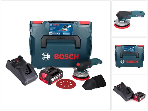 Bosch GEX 18V-125 Professional Akku Exzenterschleifer mit Akku und Ladegerät - Kompakter Akku Exzenterschleifer mit bürstenlosem Motor für optimale Kontrolle beim Schleifen großer Oberflächen. Inklusive 4,0 Ah Akku, Ladegerät und L-BOXX.