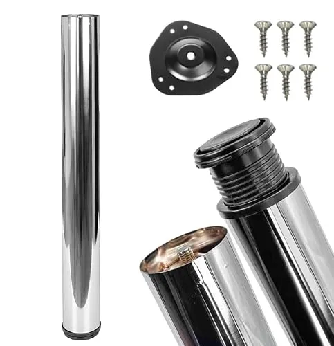 STOLMET Tischbein Höhenverstellbar Metall Schreibtischbein 710 mm Chrom