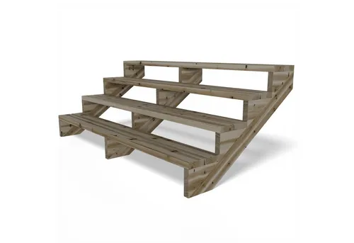 Gartenwelt Riegelsberger Außentreppe Terrassentreppe aus Kiefer - Vielseitige Terrassentreppe aus kesseldruckimprägniertem Kiefernholz, ideal für den Garten oder als praktische Behelfstreppe. Erhältlich in verschiedenen Stufenanzahlen für individuelle Höhenunterschiede.