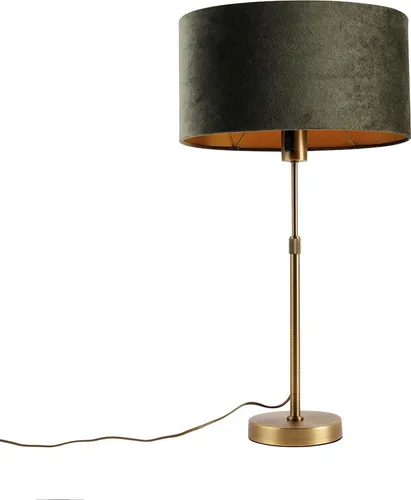 QAZQA Moderne Tischleuchte Parte - Bronze mit Samtschirm in Smaragdgrün 35cm - Die elegante Tischleuchte Parte vereint Stil und Wärme. Ideal für Wohnzimmer oder Schlafzimmer, sorgt sie mit ihrem sanften Licht für eine einladende Atmosphäre und setzt stilvolle Akzente in deiner Einrichtung.