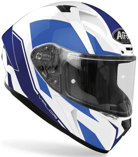 Airoh Valor Wings Integralhelm in Weiß Blau - Größe XL - Motorrad- & Motorsporthelme mit Anti-Kratz-Visier und poliertem Design für optimalen Schutz und Stil. Ideal für unisex Erwachsene, leicht und komfortabel.