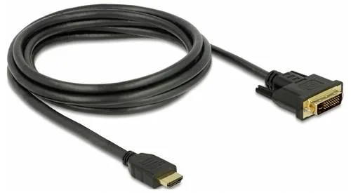 Delock HDMI / DVI Anschlusskabel HDMI-A Stecker, DVI-D 24+1pol. Stecker 2m Schwarz 85654 dreifach geschirmt, vergoldete