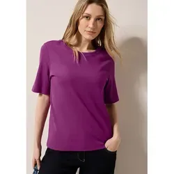 CECIL T-Shirt mit feiner Ripp Struktur in Rosa (M) - Shirts mit atmungsaktiver und elastischer Feinripp-Qualität, ideal für einen lässigen Look. Pflegeleicht und perfekt für jeden Tag.