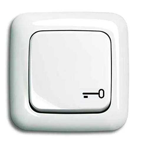 Busch-Jaeger Garagentor Schalter - Elektrische Schalter & Dimmer, idealer Türöffner für Garage oder Wohnhaus mit Wippe und Schlüsselsymbol, komplett einbaufertig in elegantem Alpinweiß.