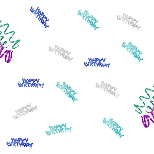 Oblique Unique® Happy Birthday Konfetti Geburtstag Feier Party Blau Türkis Silber Tisch Deko Streudeko 14g