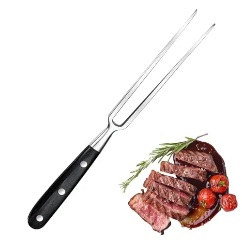 Fleischgabel,30cm Edelstahl-Fleischgabels mit Holzgriff,Fleischgabel Edelstahl,für Steaks,Brathähnchen & Gemüse