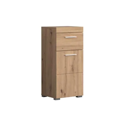 trendteam smart living Amanda Kommode - Unterschrank fürs Bad in Eiche, mit 1 Tür und 1 Schublade, kratzfest und pflegeleicht – ideal für moderne Badezimmer.
