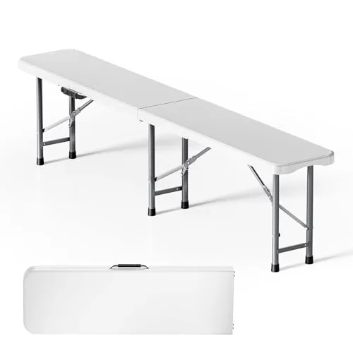 Wiltec Klappbank 180x30x43 cm Camping Sitzbank klappbar Campingbank Gartenbank Bierbank faltbar Sitzgruppe Sitzgarnitur Camping Tisch faltbar