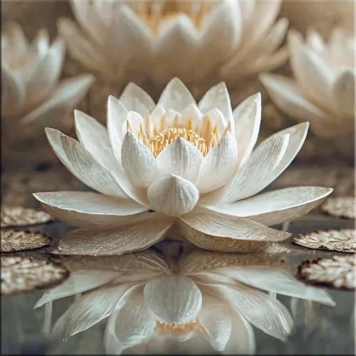 artissimo Glasbild 30x30cm - Boho-Style Lotus-Blüte - Bilder im Zen & Spa Stil, ideal für Wellness-Oasen. Das quadratische Glasbild bringt Ruhe und Harmonie in jeden Raum.