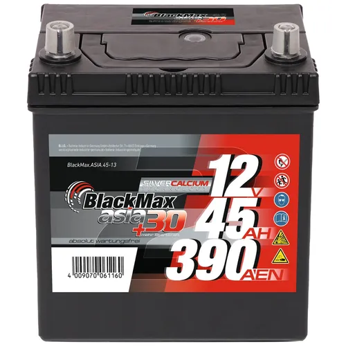 BlackMax ASIA 45-13 12V 45Ah 390A/EN Autobatterie Pluspol links