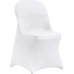 VEVOR Stuhlhussen aus Elastischem Spandex für Klappstühle, 50 Stück in Weiß - Hussen für Klappstühle, strapazierfähig und waschbar, ideal für Hochzeiten und Feiern, schützen vor Flecken und Kratzern.