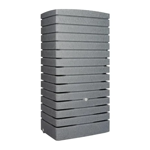 FLORANTIA Regentonne eckig Regenwassertank Catania 210 Liter grau aus UV- und witterungsbeständigem Material. Regenfass BZW. Regenwassertonne mit kindersicherem Deckel und Messinganschlüssen