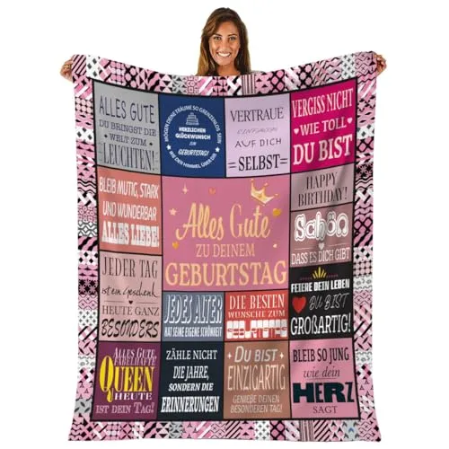 DigiNutz Geburtstagsgeschenk für Frauen, Kuscheldecke 150x130 cm Geburtstagsgeschenk für Mädchen, Ehefrau, Mama, Oma, Freundin,Kollegin, Geschenk Geburtstag Frauen.